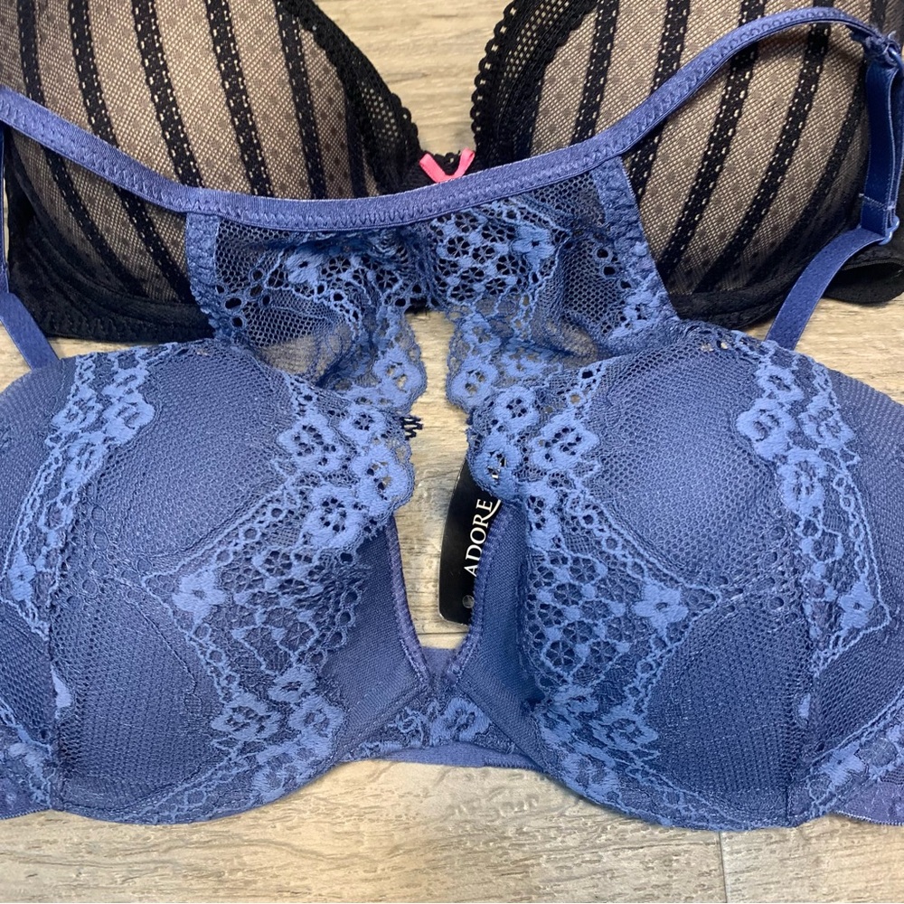 Betsy Johnson Adore Me 2 Underwired Lace Bras Lined Push Up - Picture 3 of 11